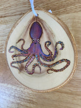 Load image into Gallery viewer, Octopus Wood Burned Ornament