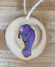 Load image into Gallery viewer, Manatee Wood Burned Ornament
