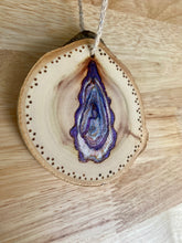 Load image into Gallery viewer, Oyster Wood Burned Ornament