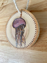 Load image into Gallery viewer, Jellyfish Wood Burned Ornament