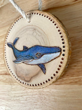 Load image into Gallery viewer, Whale Wood Burned Ornament