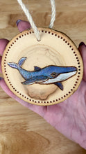 Load and play video in Gallery viewer, Whale Wood Burned Ornament
