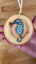 Load and play video in Gallery viewer, Seahorse Wood Burned Ornament
