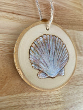 Load image into Gallery viewer, Fan Seashell Wood Burned Ornament

