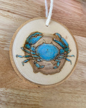 Load image into Gallery viewer, Blue Crab Wood Burned Ornament
