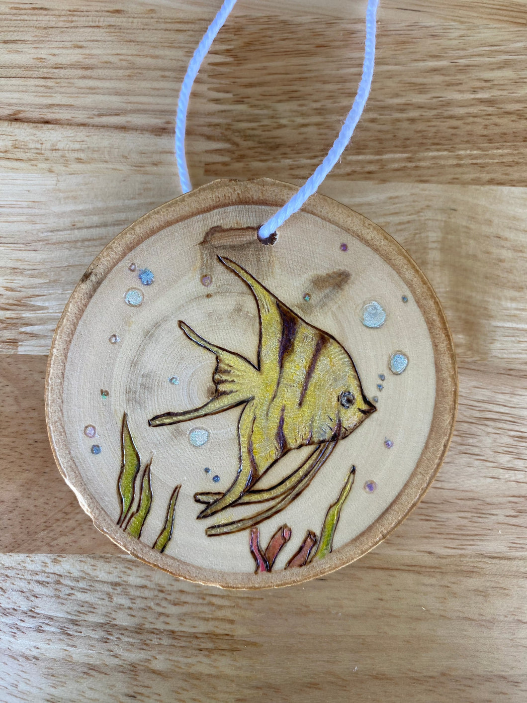 Fish Wood Burned Ornament