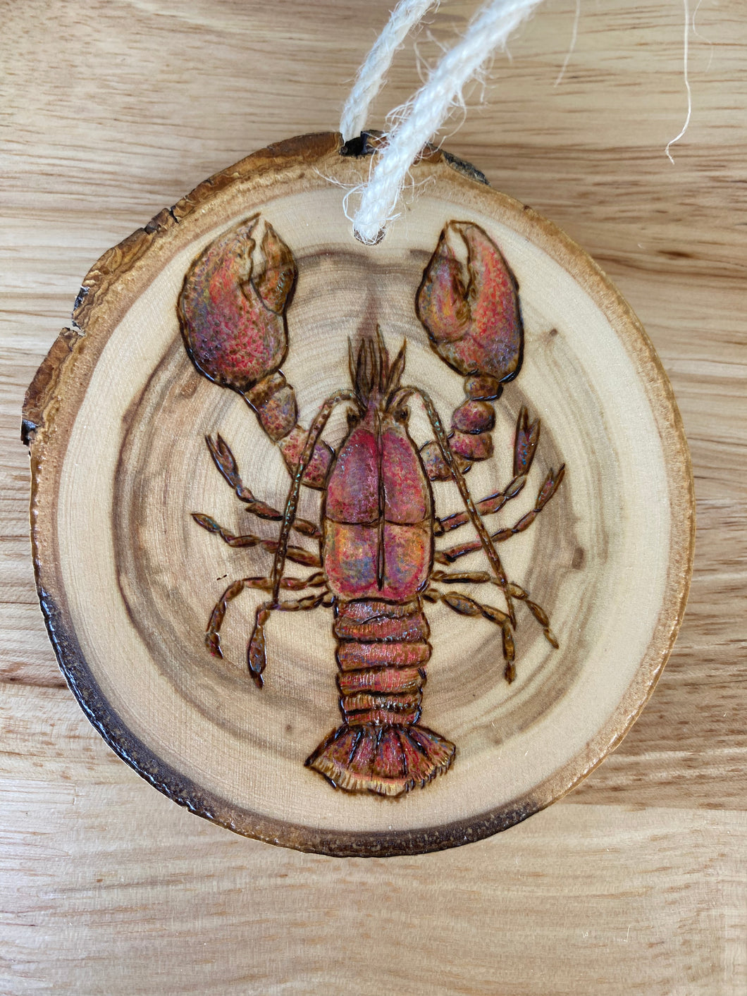 Lobster Wood Burned Ornament