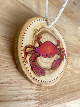 Load image into Gallery viewer, Red Crab Wood Burned Ornament
