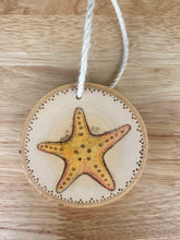Load image into Gallery viewer, Starfish Wood Burned Ornament
