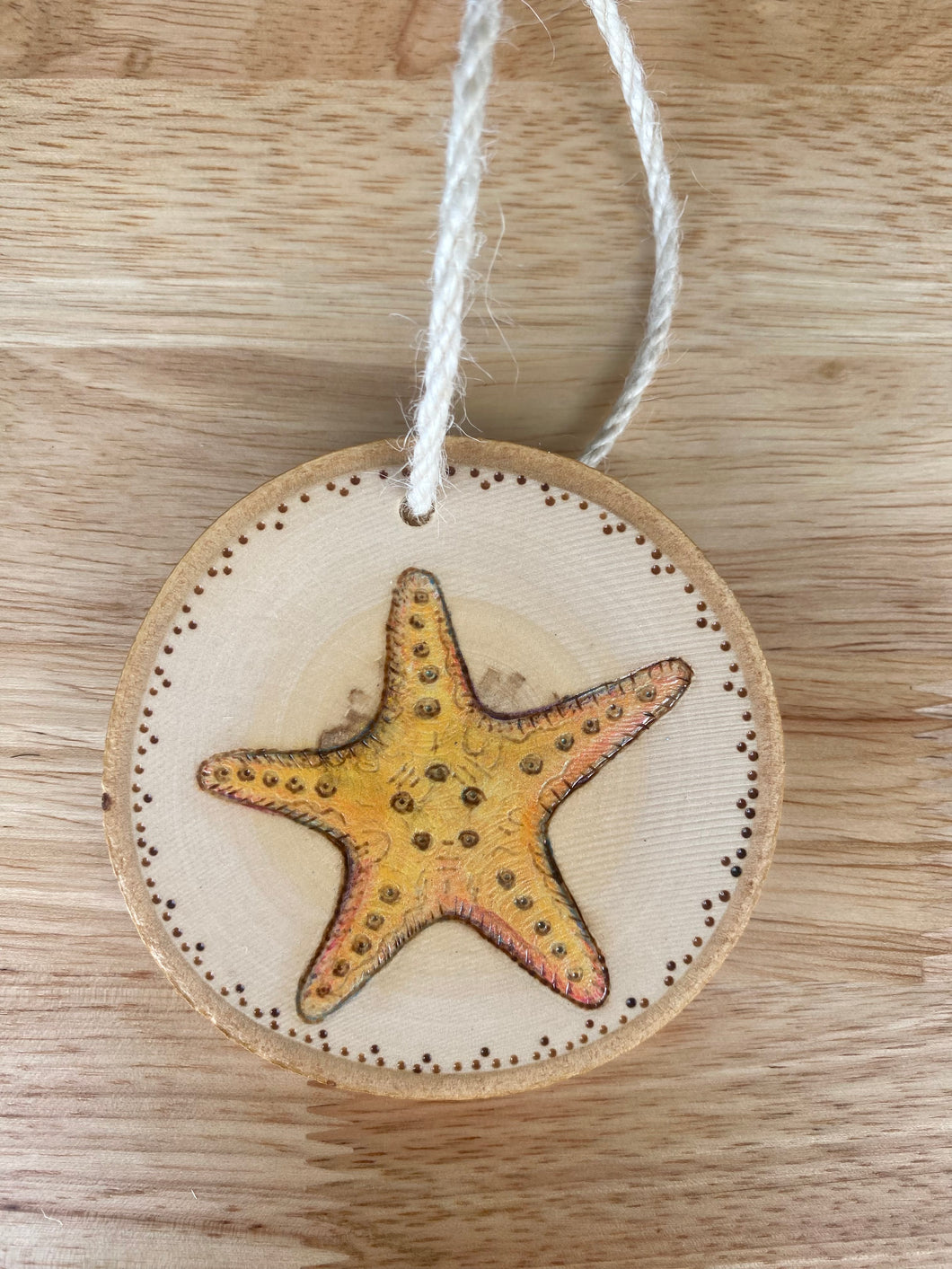 Starfish Wood Burned Ornament