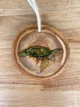 Load image into Gallery viewer, Turtle Wood Burned Ornament
