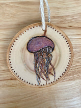 Load image into Gallery viewer, Jellyfish Wood Burned Ornament
