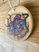 Load image into Gallery viewer, Octopus Wood Burned Ornament
