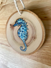 Load image into Gallery viewer, Seahorse Wood Burned Ornament
