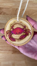 Load and play video in Gallery viewer, Red Crab Wood Burned Ornament
