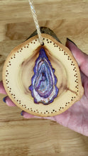Load and play video in Gallery viewer, Oyster Wood Burned Ornament
