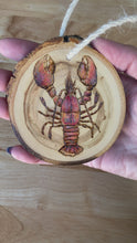 Load and play video in Gallery viewer, Lobster Wood Burned Ornament
