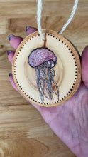 Load and play video in Gallery viewer, Jellyfish Wood Burned Ornament
