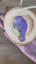 Load and play video in Gallery viewer, Manatee Wood Burned Ornament
