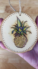 Load and play video in Gallery viewer, Pineapple Wood Burned Ornament
